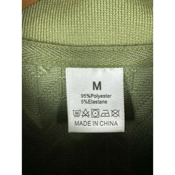 Mens Golf Polo Shirt Medium Green Textured Performance Stretch Casual - Picture 4 of 5